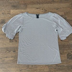 Ann Taylor Blouse Striped Puff Sleeve Size Medium